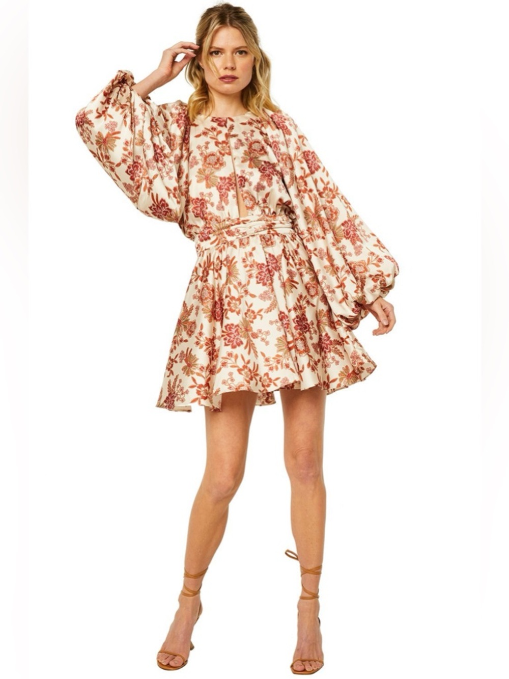 Misa Los Angeles Kara Dress In Falling Flora Satin Size XL